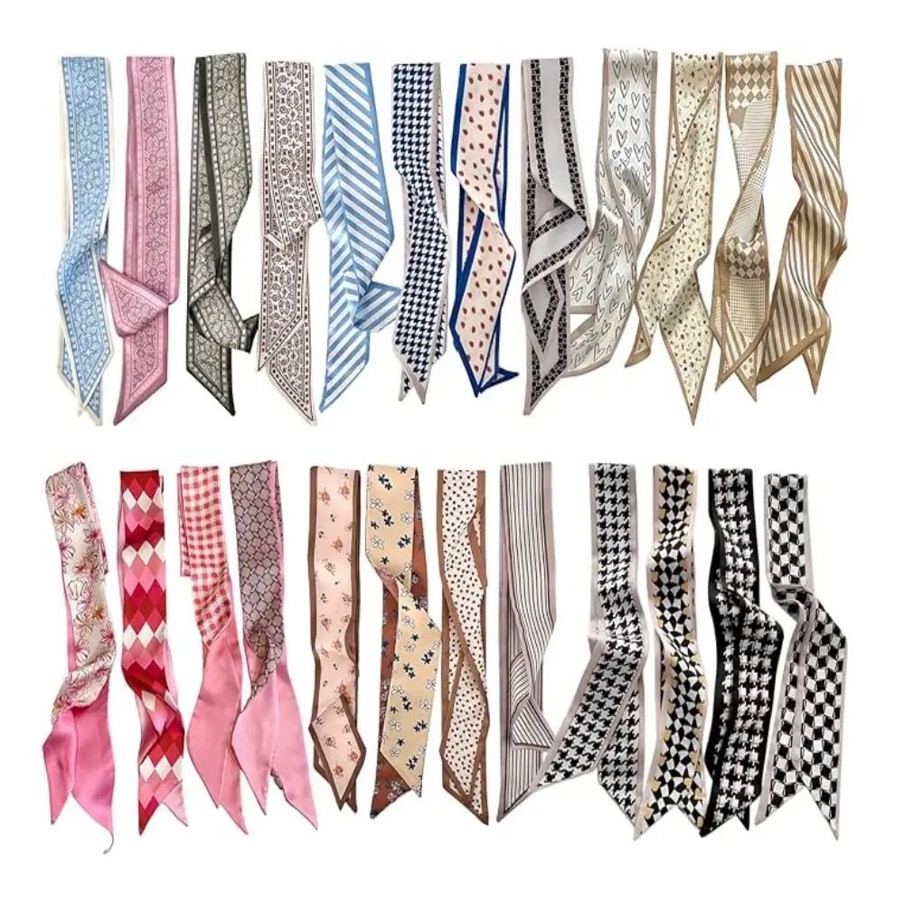 24Pcs Fashion Scarves for Women Multifunctional Neck Scarves Purse Scarf Headbands for Bags Hair Accessories 24Pcs Fashion Scarves for Women Multifunctional Neck Scarves Purse Scarf Headbands for Bags Hair Accessories