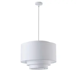 Modern 4-Light Kitchen Island Pendant Light with Beige Fabric Shade