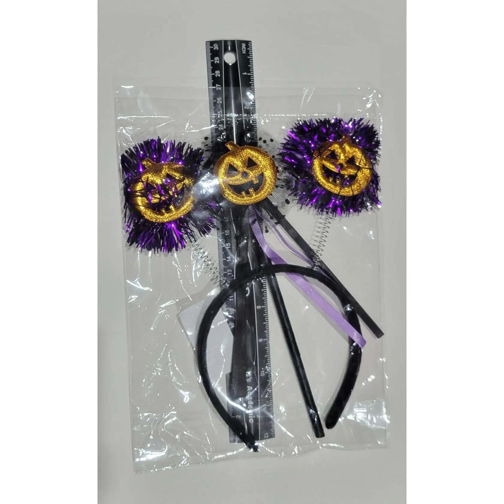 IKOLA Halloween Pumpkin Headband with Wand Set Orange & Purple 1 Count