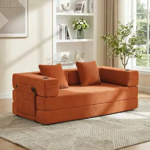 WELAX 14.2" Seat Height Modular floor sofa bed, made of high-quality tweed fabric, with a free combination design, flexible armrests and backrests filled with high-quality foam, multi-functional, suitable as a mattress for small-space living rooms.