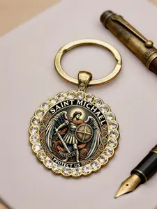 Men's Alloy Round Keychain, Keychain For Bags, Fashionable Pendant Charm, Bag & Car Accessory, Couple Gift, Durable Design, Perfect Anniversary Present