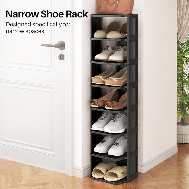 UFORU Small shoe rack, 6/9-layer plastic vertical shoe rack for small ...