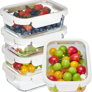 Reusable Glass Food Storage Containers Set, Microwave Safe, Dishwasher Friendly, BPA Free, Includes Lid & Vent Valve