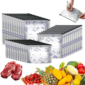 30Pcs Aluminum Foil Food Storage Bags, Stand-Up Leakproof Zipper Pouches for Freezer, Meat & Veggies