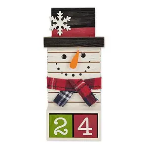 Design Imports Square Snowman Tabletop Block Calendar