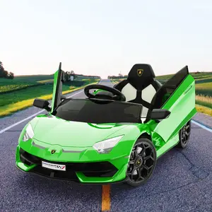 12V Kids Electric Car with Remote Control, LED Lights & Sound System - Licensed Lamborghini Battery Powered Ride-On Toy for Boys & Girls,Green