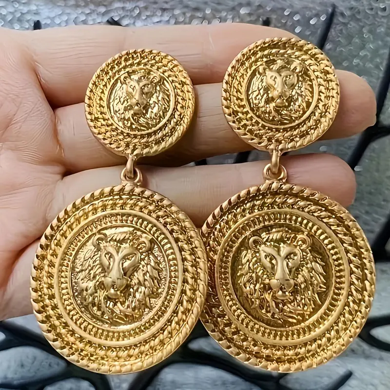Lion Head Design Earrings, Fashionable Earrings, Fashion Jewelry for Party, Daily Clothing Decor, Trendy All-match & Exquisite Jewelry for Birthday Gift, High Quality Earrings, Fashion Accessories