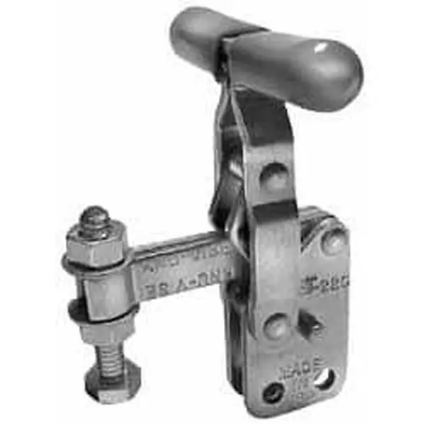 Carbon Steel Toggle Action Hold Down Clamp (Model TSST-220) - 200lb Holding Capacity, Vertical Handle, 64° Handle Movement, 110° Bar Opening, Solid Bar Base