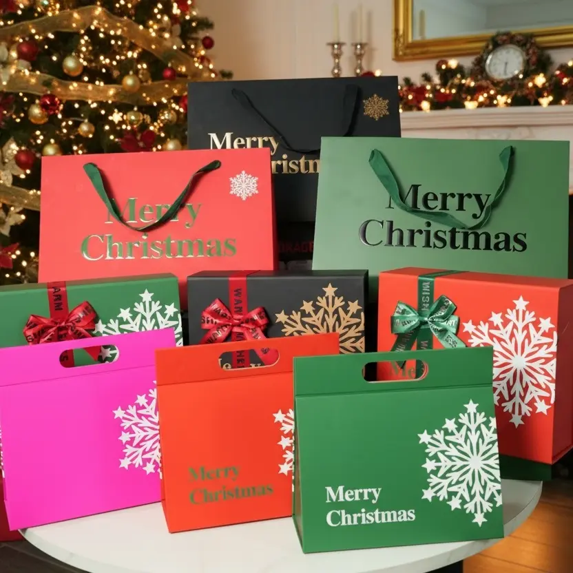 Ekoio Premium Christmas Gift Boxes with Lids 3 Sizes Shiny Hues Perfect for Holiday Presents Party Favors and Festive Decor