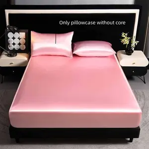 2/3Pcs Silky Satin Solid Color Bed Sheet Set, Satin Bed Sheets, Dustproof Mattress Protector, Soft Fitted Sheet, Skin-Friendly & Breathable, Cooling & Smooth Mattress Cover, Silk-Like Bedding for Bedroom/Hotel, Multiple Sizes Available