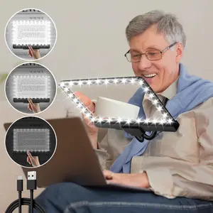 Rechargeable 5X Hands-Free Magnifying Glass with 43 Bright LED Light, Magnifying Glass for Reading Neck Wear, Large Page Magnifier for Seniors for Newspaper, Sewing, Cross Stitch, Small Prints(Black)