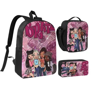 bratz Lightweight Backpack Set With Lunchbox And Pen Pouch 17inch A Great Backpack For Traveling Rucksack Dolls Daypack Fashion lunchbag
