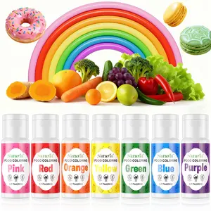 7 Natural Liquid Food Coloring 20ml Vibrant  Kit Plant Based Cake Decoration Dropper Bottles FD&C Dye Free for Baking Cake Cookie Buttercream Frosting Slime