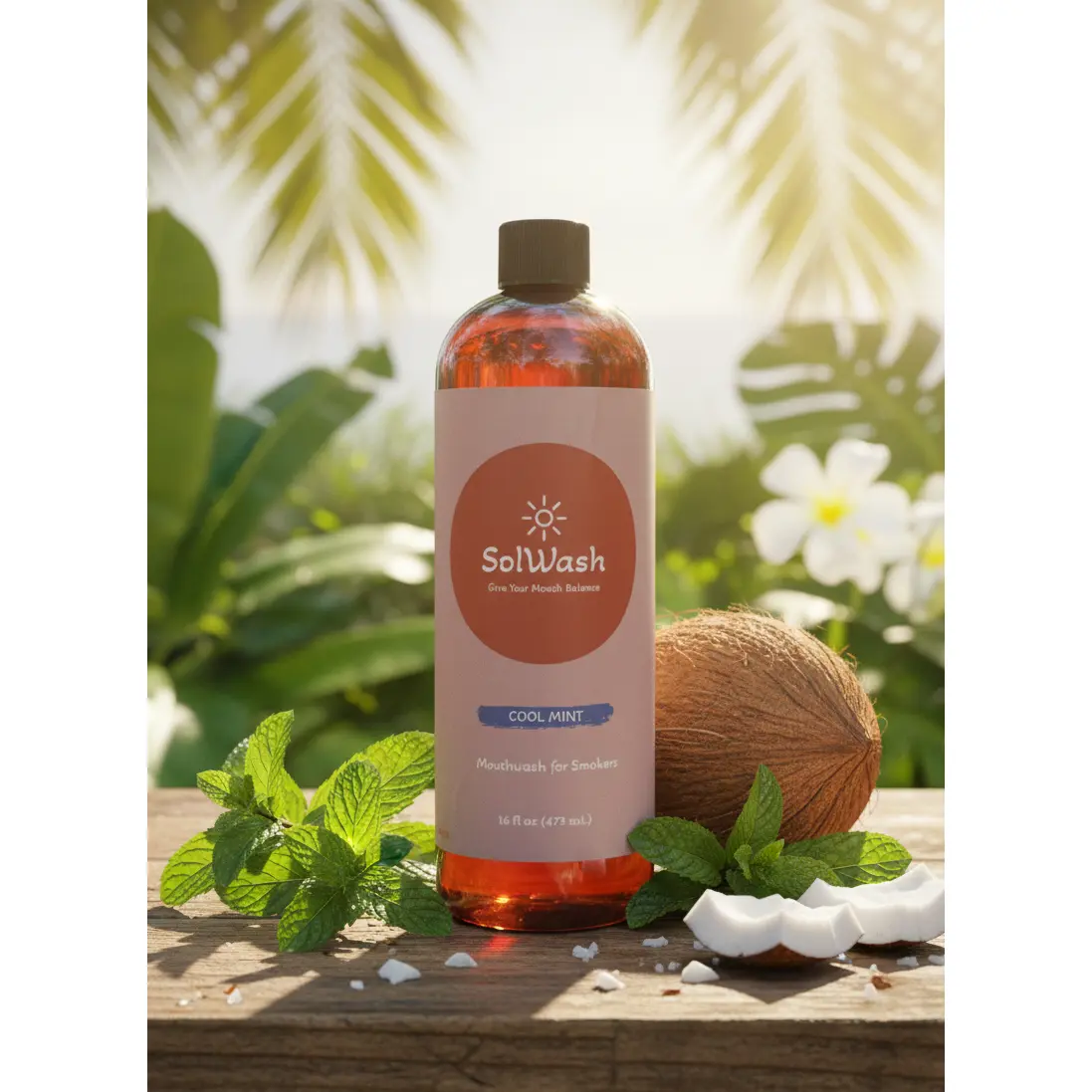 SolWash Natural Mouthwash, Bottled Dental Cleaning Solution - Clean Breath Support, Dry Mouth Remedy, Bottled Mouthwash