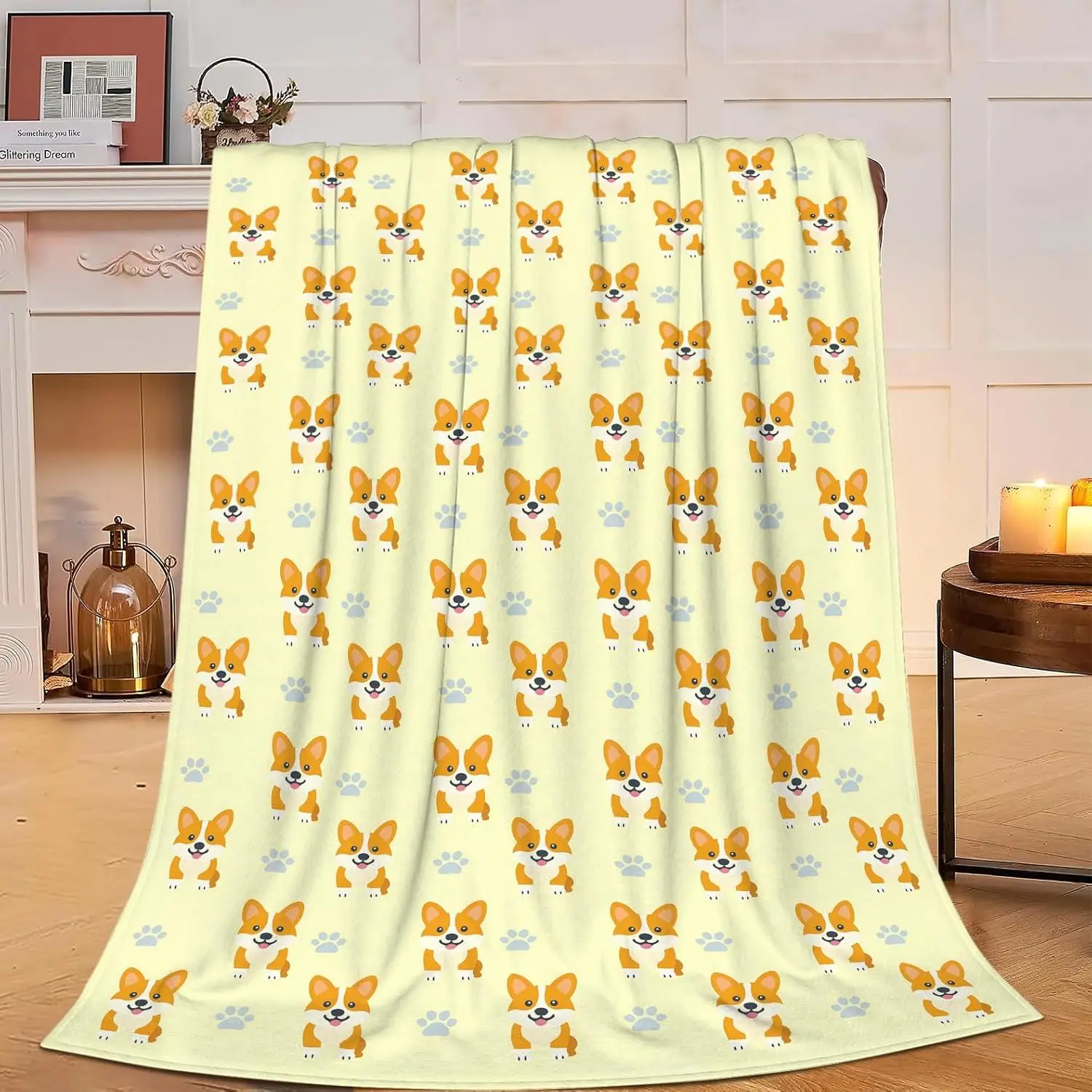 Cute Puppy-Themed Corgi Print Throw Blanket - Super Soft Polyester Fleece, Multi-Size (40 – 56 In), Christmas Gift for Adults, Ideal for Children & Wedding Gifting, Thanksgiving