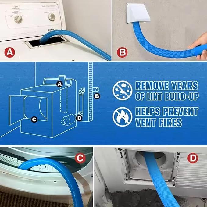 Upgraded Dryer Vent Cleaner Kit: Universal Vacuum Hose Attachment Fits All Vacuums Cleaner, Deep Cleaning Tools for Clogged Ducts & Lint Removal