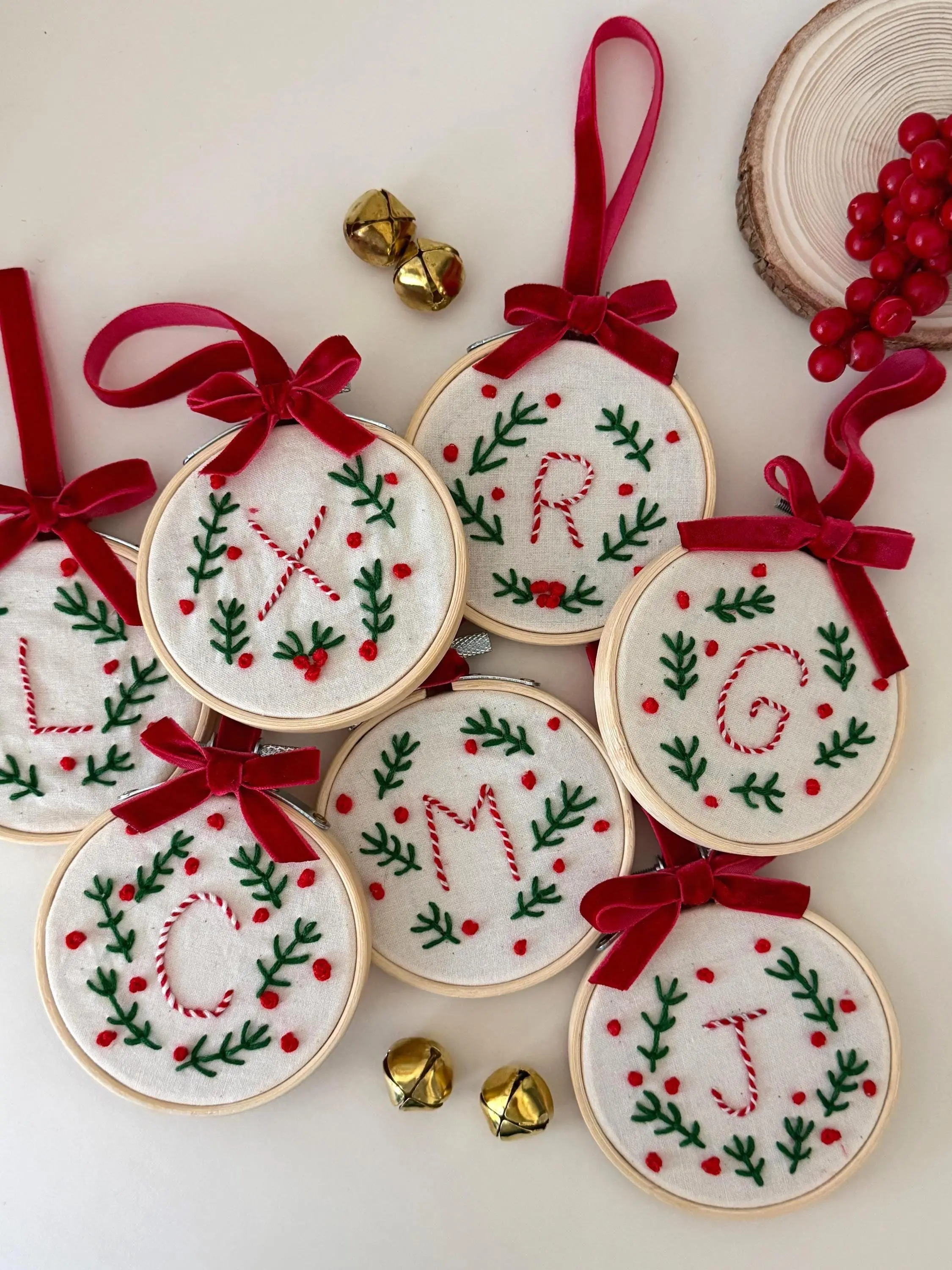 Personalized Monogram Ornament – Embroidered Letter Gift