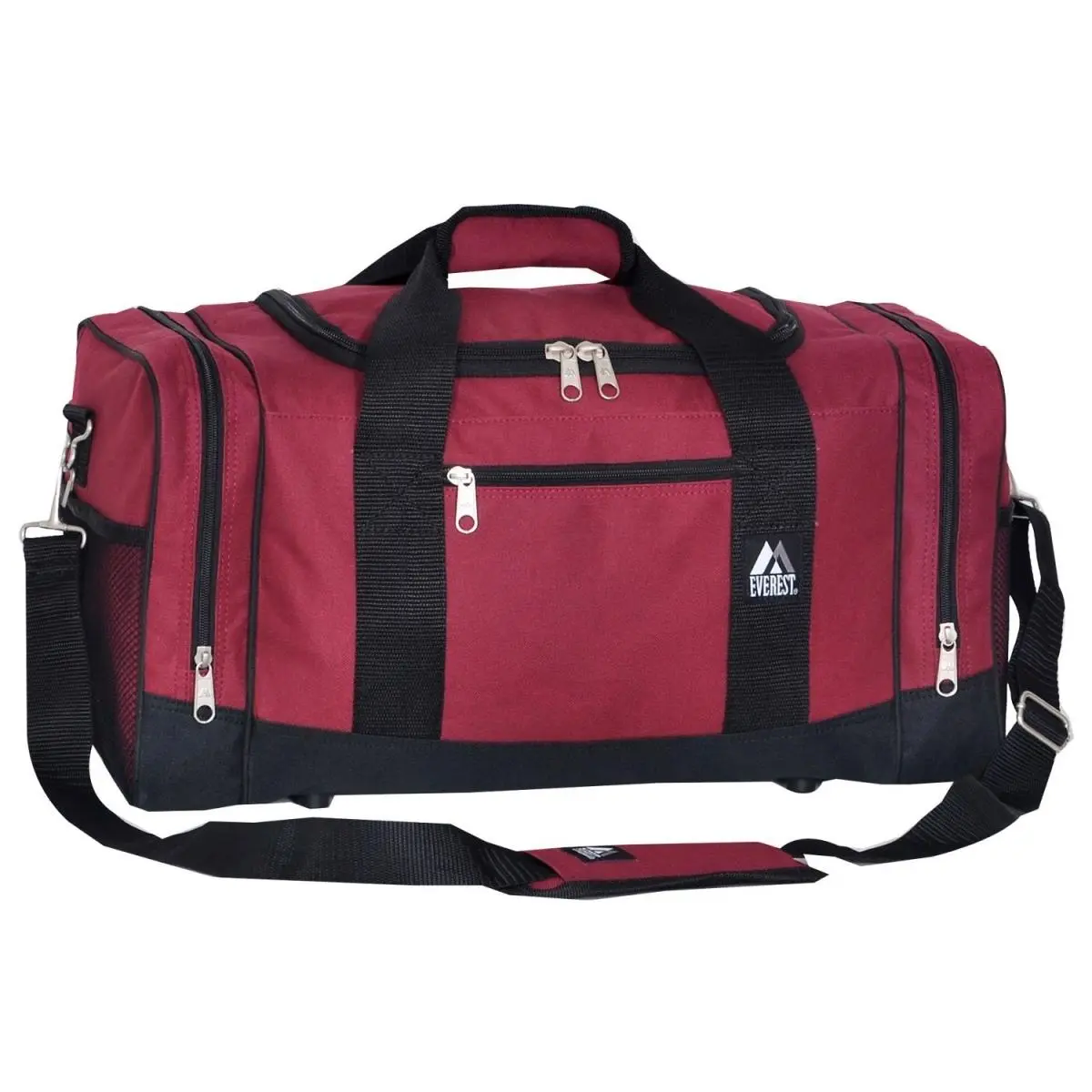 212 MAIN Everest Crossover Duffel Bag - Burgundy & Black, Spacious 600D Polyester Gym Bag with Dual Zips for Sport Yoga Use