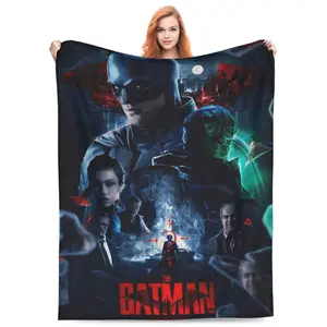 Batman Fleece Blanket Cozy Anime Throw Blanket Soft Warm Cute Bedding for Bedroom Living Room Couch Travel Outdoor