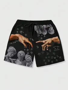 Men's Regular Fit Graphic Print Shorts, Casual Comfy Breathable Shorts for Summer, Fashion Men's Bottoms for Daily Wear, Casual Streetwear Shorts