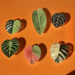 Handmade Acrylic Resin Tropical Plant Leaf Phone Grip - Adhesive, Retractable & Portable Airbag Phone Holder