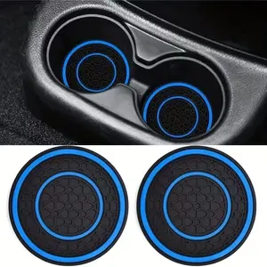 Car Cup Holder Mat Set, Two-Piece Universal Fit Anti-Slip Car Cup Insert Pad, Vehicle Interior Accessories, Durable Material & Non-Slip Design