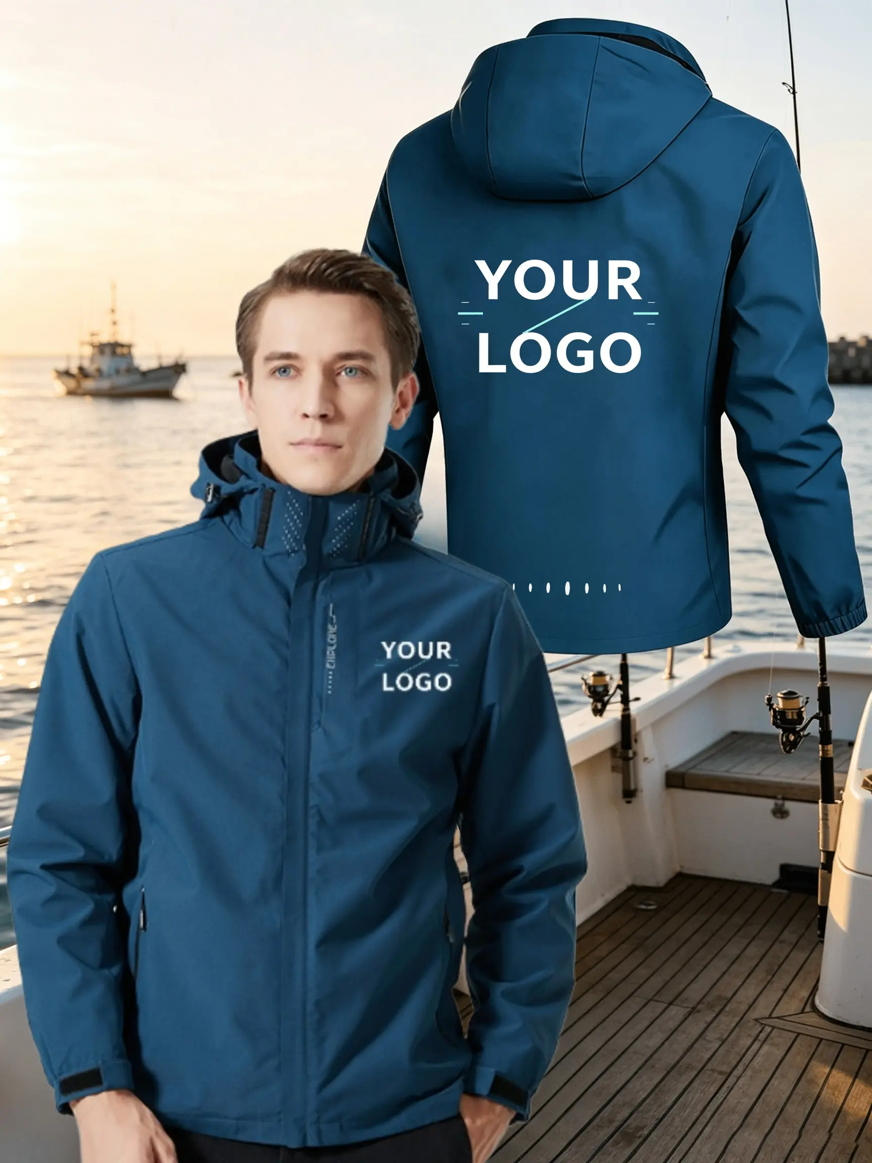 [Factory Premium Custom Jacket] Custom Men'S Autumn Winter Windproof Hooded Shell Jacket, Wear-Resistant And Tear-Resistant Material, Detachable Hood, Fashionable Outdoor Sportswear, Outdoor Fishing, Mountaineering And Hiking Coat Winter Clothes