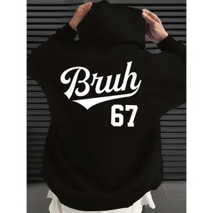 Men'S Bruh 67 Hoodie | New Cool Street Style Printed Sweatshirt, Warm Comfortable Soft Fabrics, Suitable for Outdoor Sports and Parties, Casual Regular Fit, Long Sleeve, Hooded, Ideal Gift for Family and Friends