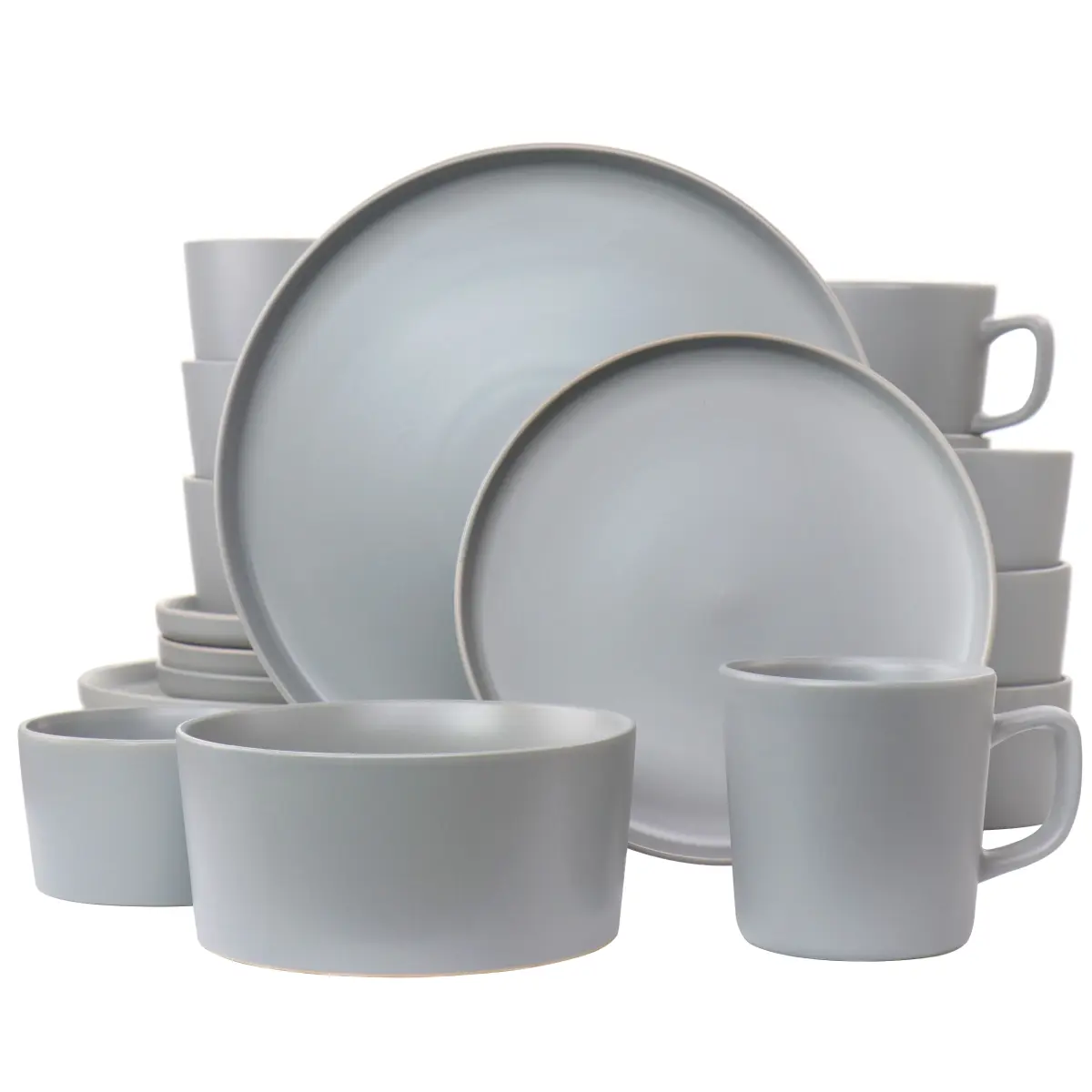 Elama Luxmatte 20-Piece Light Grey Dinnerware Set - Casual, Microwave-Safe, Modern Tableware for Kitchen Dining, Casual Dinner Sets, Microwave-Safe Dinner Sets