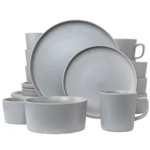 Elama Luxmatte 20-Piece Light Grey Dinnerware Set, Tableware for Kitchen Dining