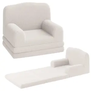 Garvee Versatile Furniture Collection Featuring a 2-in-1 Convertible Teddy Fleece Fabric Toddler Sofa Chair and Modern Rustic Wave-Edge Dining Tables with Waterproof MDF Tops and Metal Frames, Seating 4 to 8