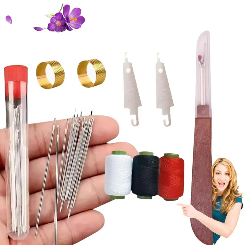 34-Piece Oval-Eye Sewing Needles Kit, Stainless Steel Hand Sewing Set with Needle Threaders & Seam Ripper, Full Repair Kit in 1 Compact Set, DIY Tools Great for DIY Repairs