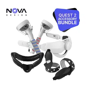 Nova Design Quest 2 Accessory Bundle – Elite Comfort Strap, Handle Attachments, Facial Interface & Controller Grips for Ultimate VR Comfort, Control & Immersion