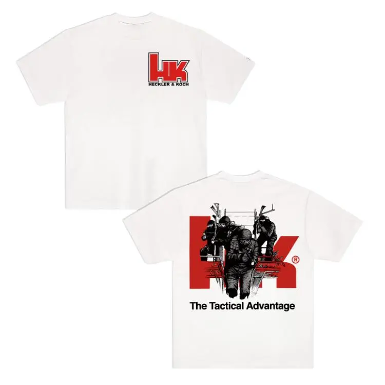 Men's Original 1990s Heckler & Koch Graphic T-Shirt - Round Neck, Short-Sleeve, Tactical Casual, Comfortable Fabric, All-Seasons Basic Streetwear Tee