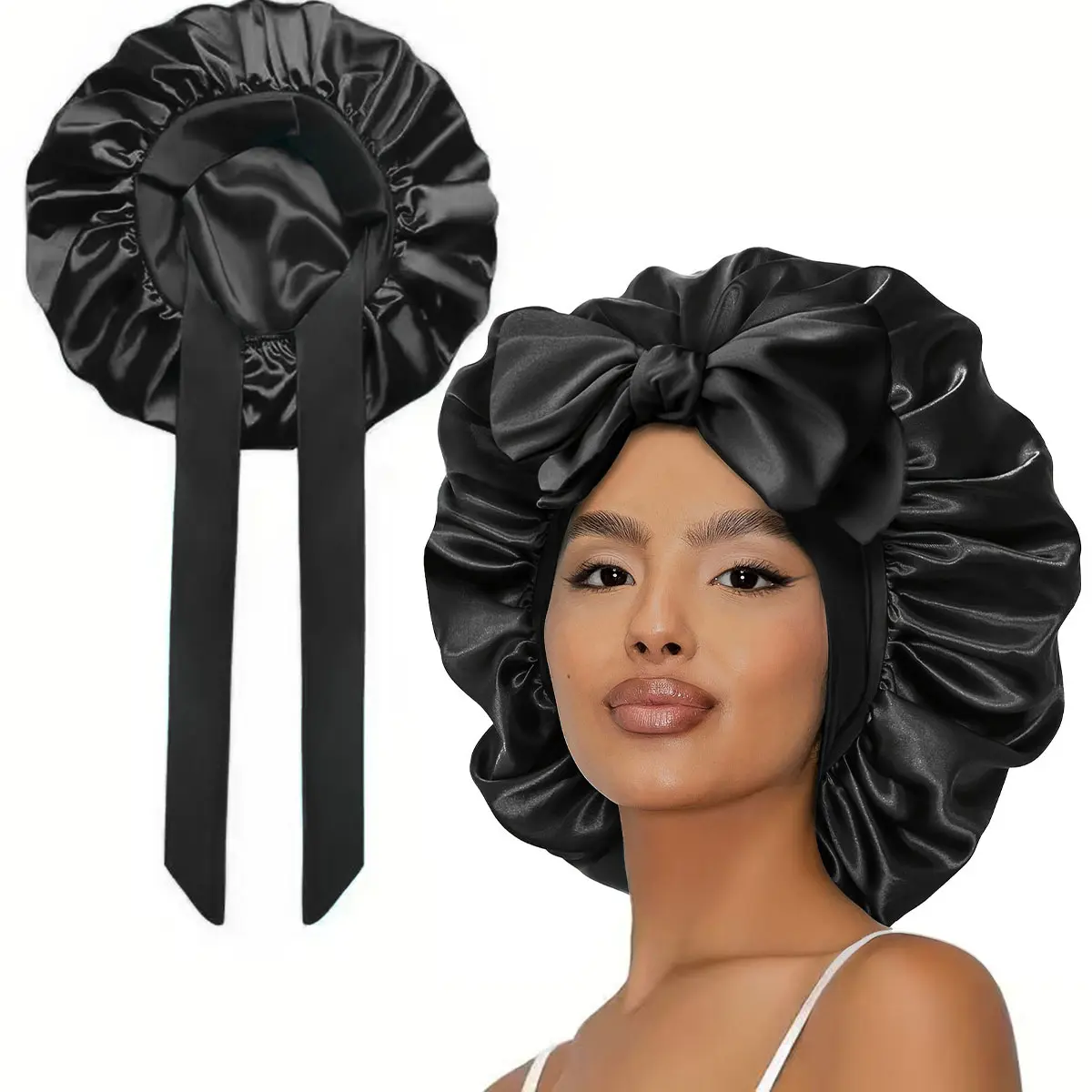 2026 New Women's Plain Color Hair Bonnets for Sleeping Casual Fashion Double Layer Bonnet Silk Bonnet Skin Friendly Sleeping Bonnet Hats, Soft Comfortable Sleeping Bonnet for Women & Girls Hair Care Cap Hair Care Wrap