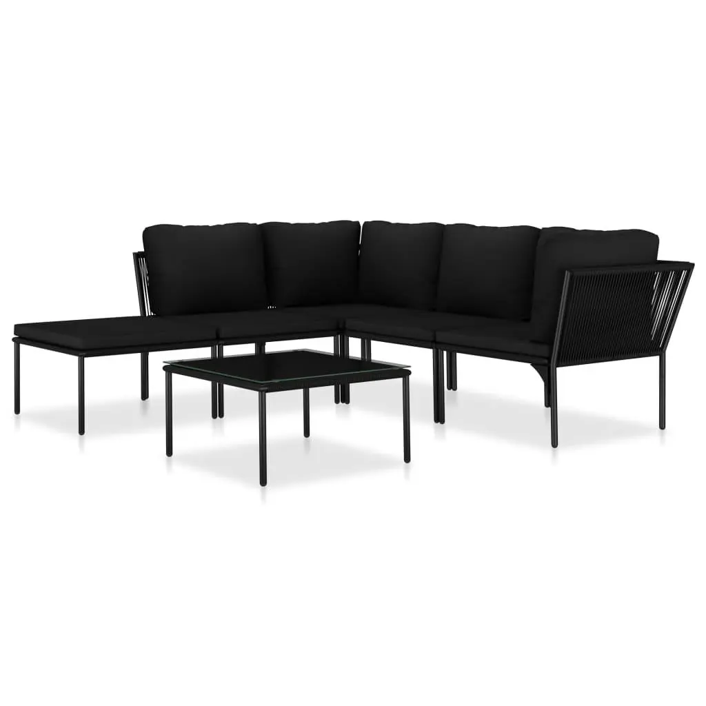 vidaXL Patio Lounge Set 6 Piece, Patio Furniture Set for Outdoor Garden Backyard Lawn, Sectional Sofa with Cushions, Corner Sofa, Black PVC 48589