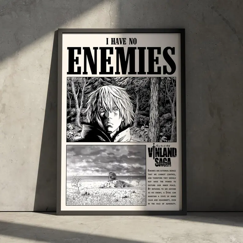 Thorfinn Vinland Saga Anime Art Poster, Manga Retro Artwork Wall Decor, Minimalist Gift for Anime Fan, Vintage Medieval Viking Aesthetic (Frame Not Included)