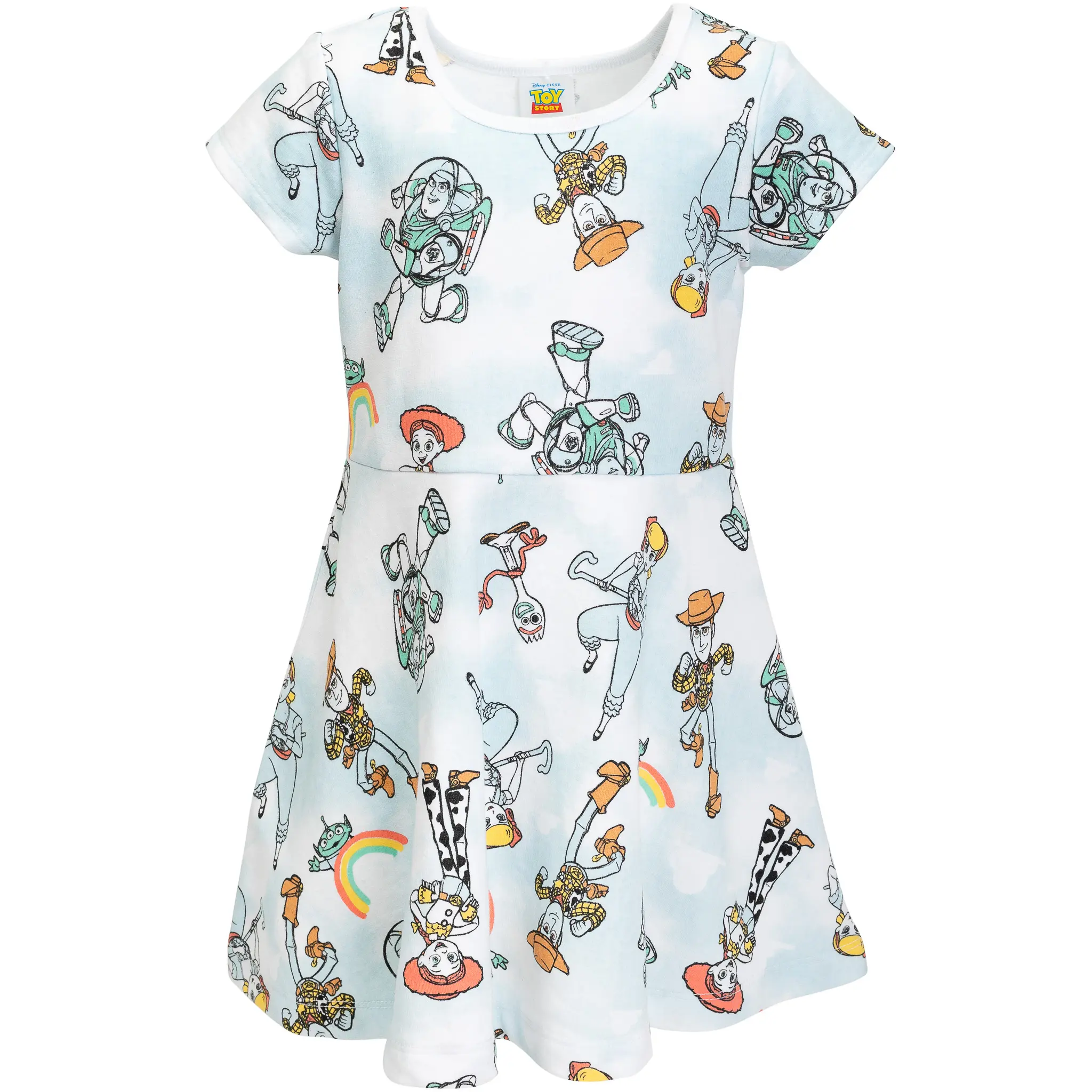 Disney Pixar Girls' Short Sleeve Skater Dress Toddler to Big Kid