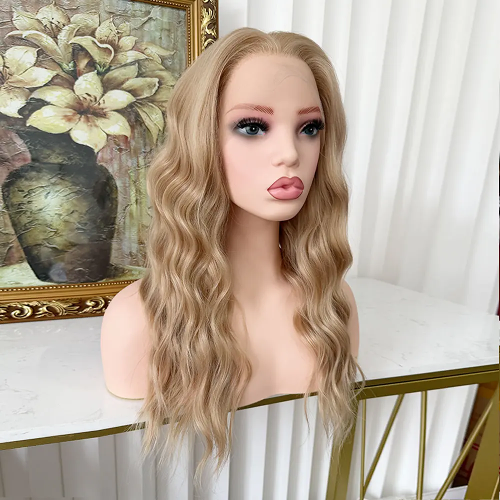 Lovestory Juniper Blonde 16in Water Curly Heat Resistant Wig, 13x4 Free Part Synthetic Lace Front Wig for Fashion Women, Blonde Curly Hair Synthetic Lace Front Wigs