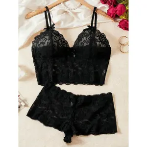 Women's Plus Size Sexy Lingerie Set, Lace Bra and Panty, Solid Color Highlights, Comfortable Daily Wear, Elegant Design