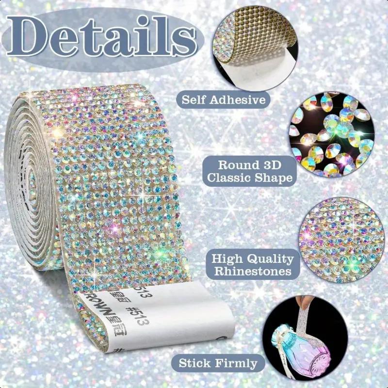 8 rolls of self-adhesive rhinestone tape - 8 Yards (1 Yard Per Roll), Suitable for Handicrafts, Weddings, Birthdays, Cars, Phones, Hat Decorations - Perfect for DIY, Multifunctional Decorative Gemstone Crafts Stickers and Tapes