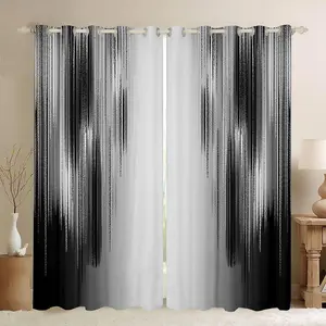 Grey and Black Curtains for Bedroom Living Room (2 Panels ) Modern Art Darkening Drapes Decor Vintage Messy Rust Blackout Curtains Gradient Stryle Window Treatments