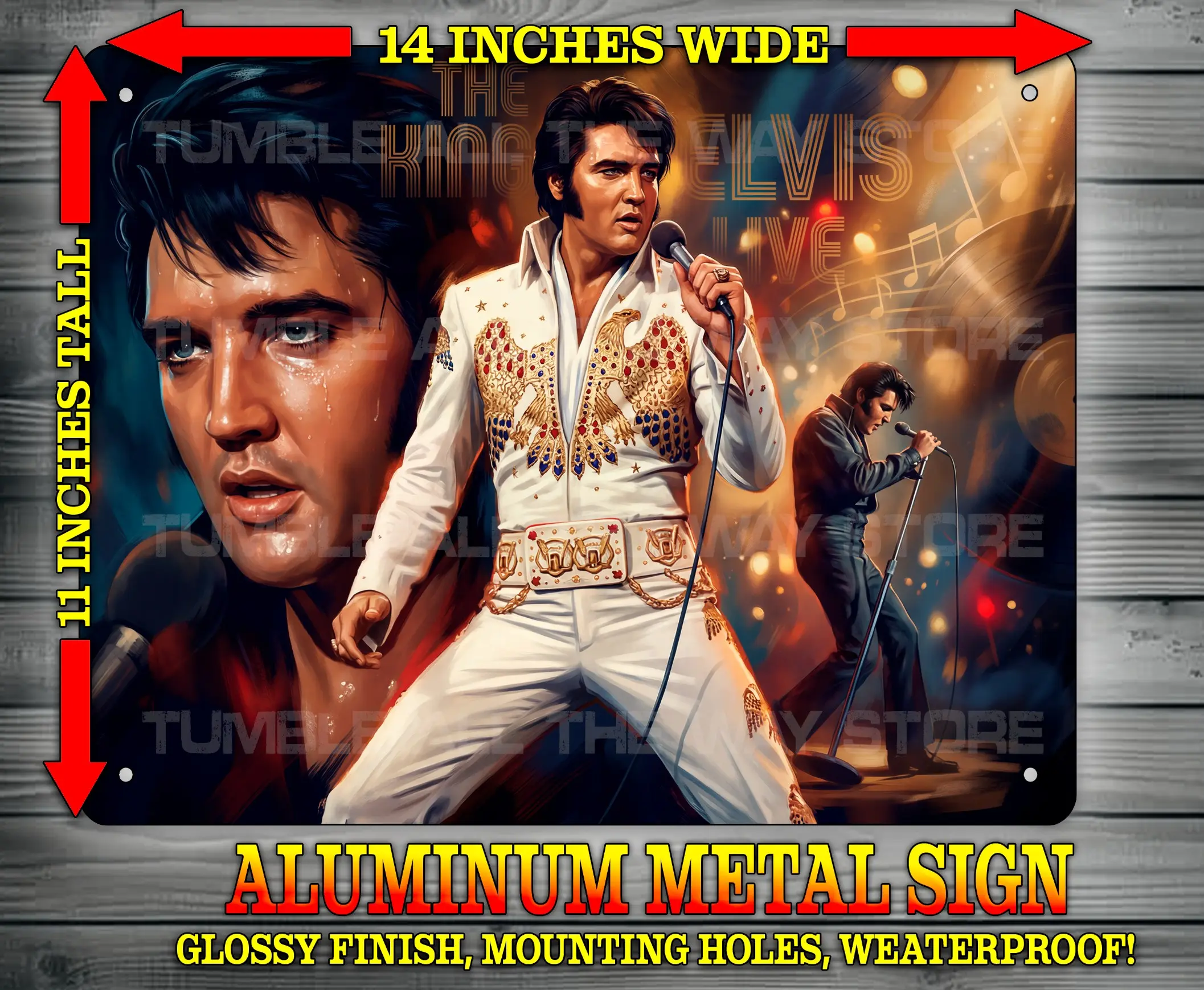 Elvis Presley The King American Eagle Outfit Music  Metal Sign Wall Art 14x11" for Indoor or Outdoor use