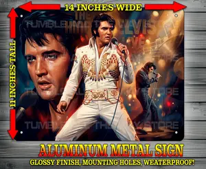 Elvis Presley The King American Eagle Outfit Music  Metal Sign Wall Art 14x11" for Indoor or Outdoor use