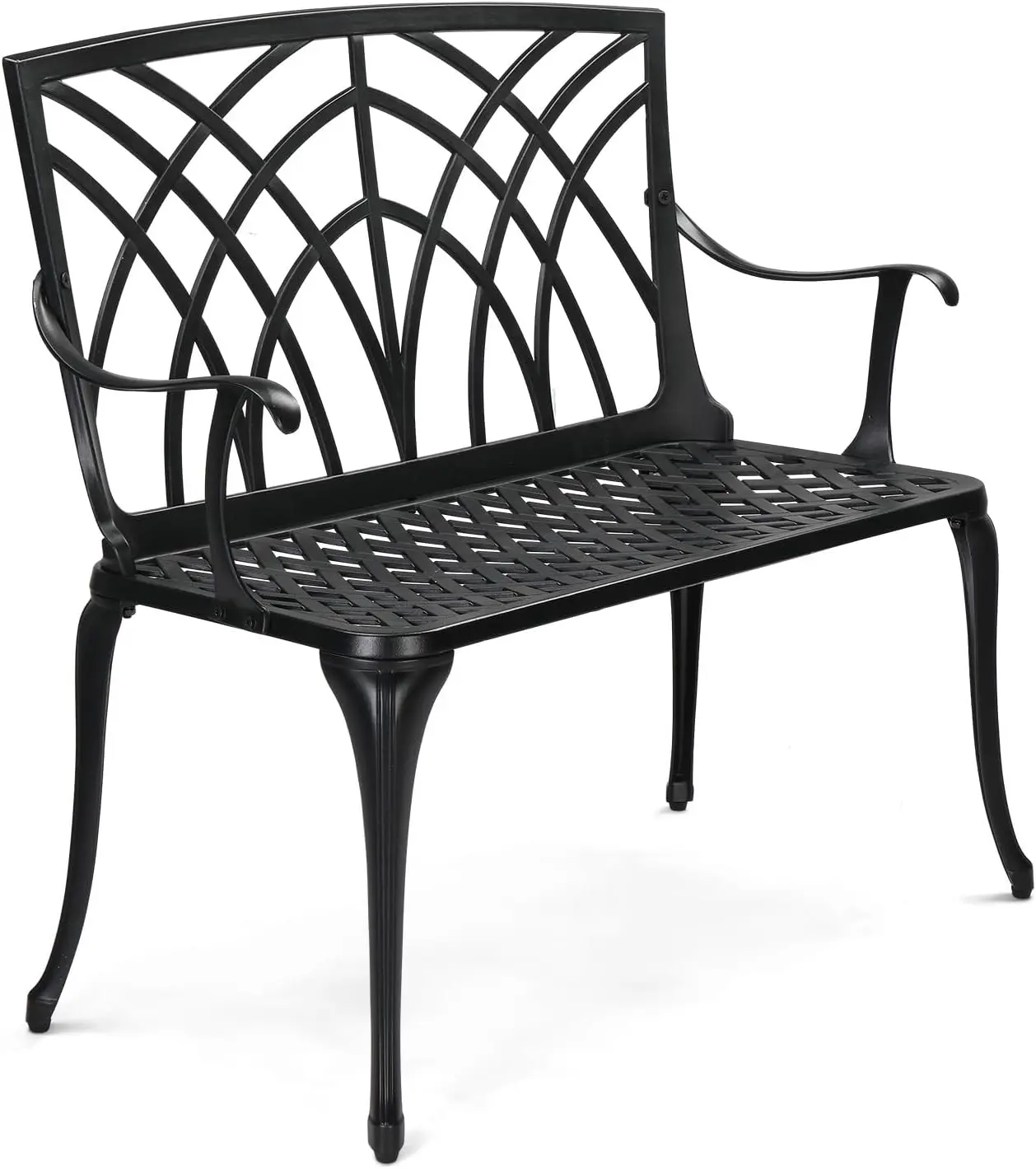 VINGLI 38" Outdoor Bench - Cast Aluminium Garden Bench for 1-2 Person Seat (Black)