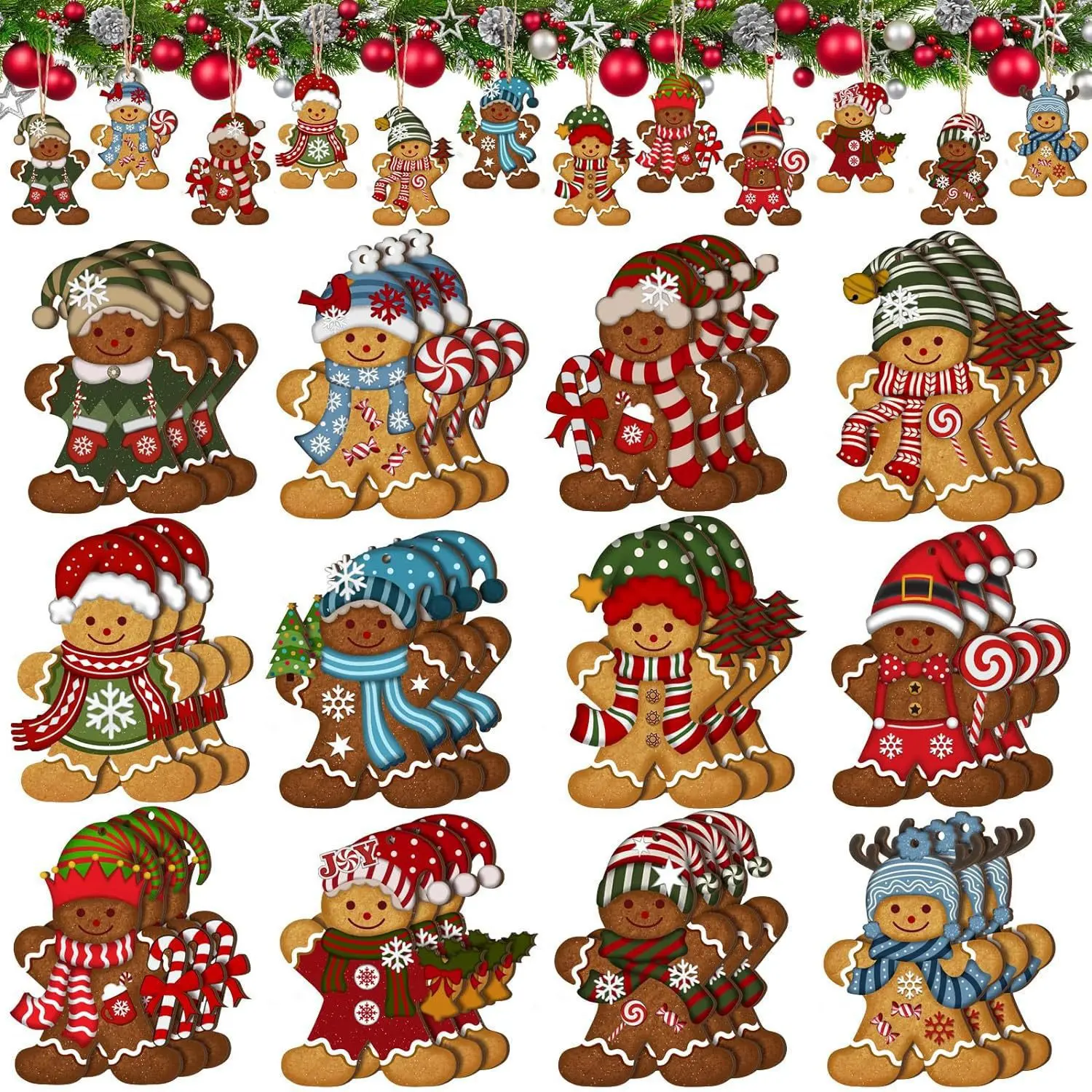 Gingerbread Man Design Christmas Ornament, Cute Wooden Holiday Decoration, Festive Decorations for Tree, Room, and Kitchen