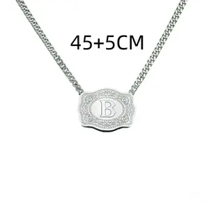 Vintage 26 letter belt buckle pendant with embossed craftsmanship, suitable for daily wear as a Mother's Day gift necklace Chains