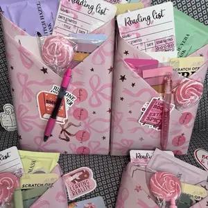 Romance Blind Date with a Book Gift Set for Book Lovers Includes Hand-Wrapped Book Bookish Stickers TBR Card Reading List Tracker Annotation Tabs Aesthetic Pen Bookmark Eye Mask & Lollipop Treat Perfect for Romance Readers