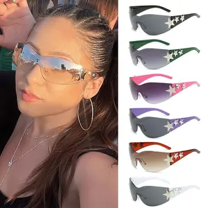 Cool Rimless Y2K Sunglasses Aesthetic Futuristic Shades UV400 Protection 2000S Accessories for Women