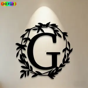 1pc Laurel Wreath & Letter G Metal Wall Art, Minimalist Design, Classic Monogram Statue Mural, Gift for New Year, Christmas, Monogram Decor Enthusiasts, Metal Wall Decor Wall Sculptures, Perfect for Living Room & Garden, Personalized Home Decor Accent